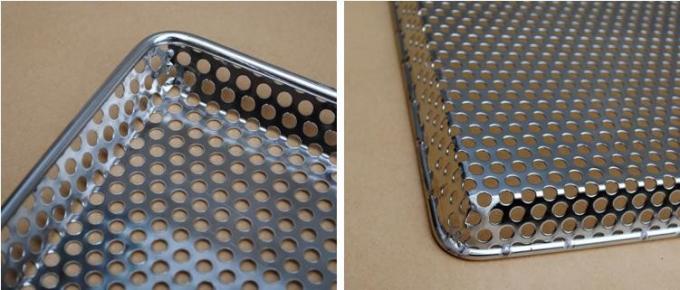 Lớp thực phẩm 304 Stainless Steel Mesh Trays Flat Perforated Baking Để sấy kh&ocirc; 10