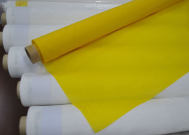 Giá tốt. Vải thun lụa polyester có độ giãn dài thấp để in màn hình, màu trắng / vàng trực tuyến