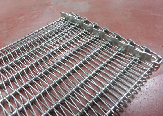 Đồ ăn nhẹ Deep Fry Dây Ss Băng tải với Baff, Thắt lưng dệt cân bằng