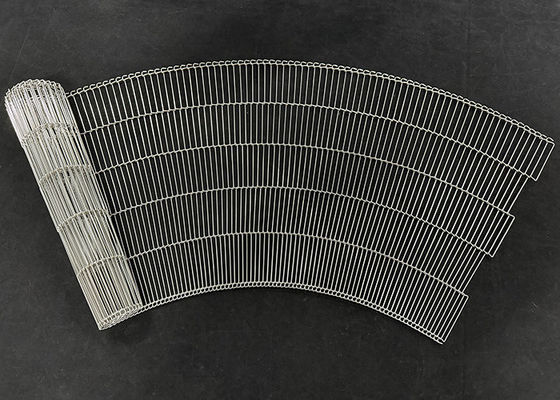 304 thép không gỉ thang liên kết dây lưới Flat Flex dây chuyền vận chuyển cho conveyors cong