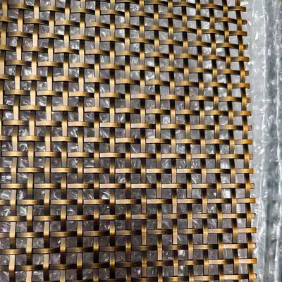Flat Wire Metal Furniture Screen Single Crimp Grille Antique Brass Finish Decorative Woven Wire Grilles For Cabinet Doors