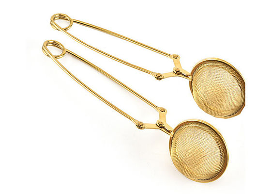 Bộ lọc trà bằng thép không gỉ bằng thép không gỉ màu vàng bạc 150x50mm với tay cầm dài